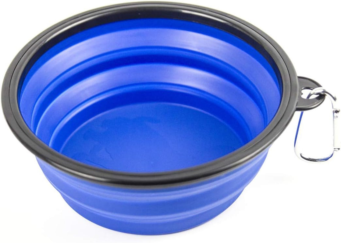 Genkicat Collapsible Dog Bowl for Cats Dogs, 2 Pack, Portable Pet Feeding Watering Dish for Walking Parking Traveling (Green Large & Blue Large)