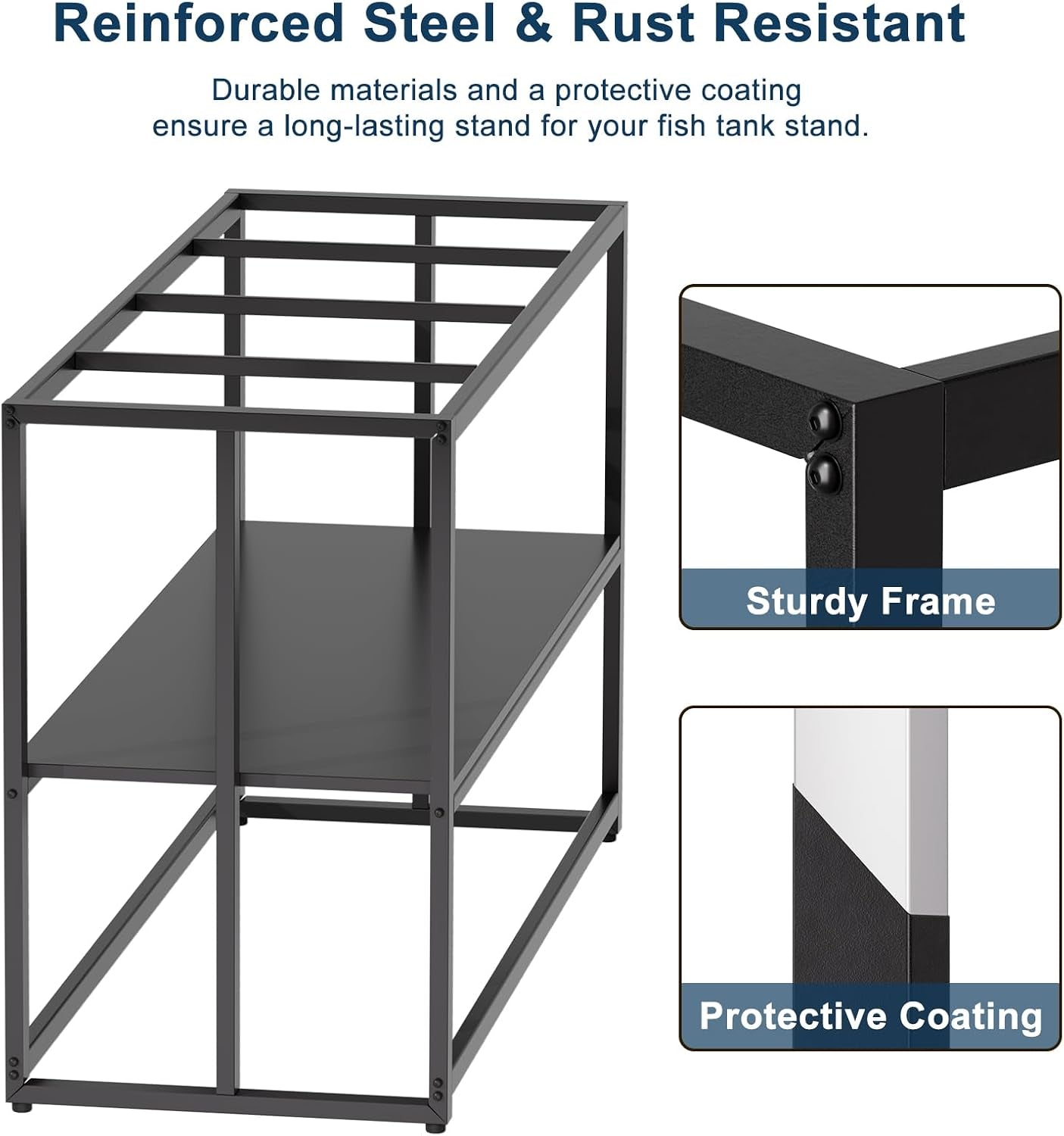 40 Gallon Metal Fish Tank Stand, Aquarium & Terrarium Stand for Home Office | Dual-Layer Structure Providing Extra Storage Space under the Tank.Overall Dimension Measures 36.6"X18.5"X30" with 660LBS