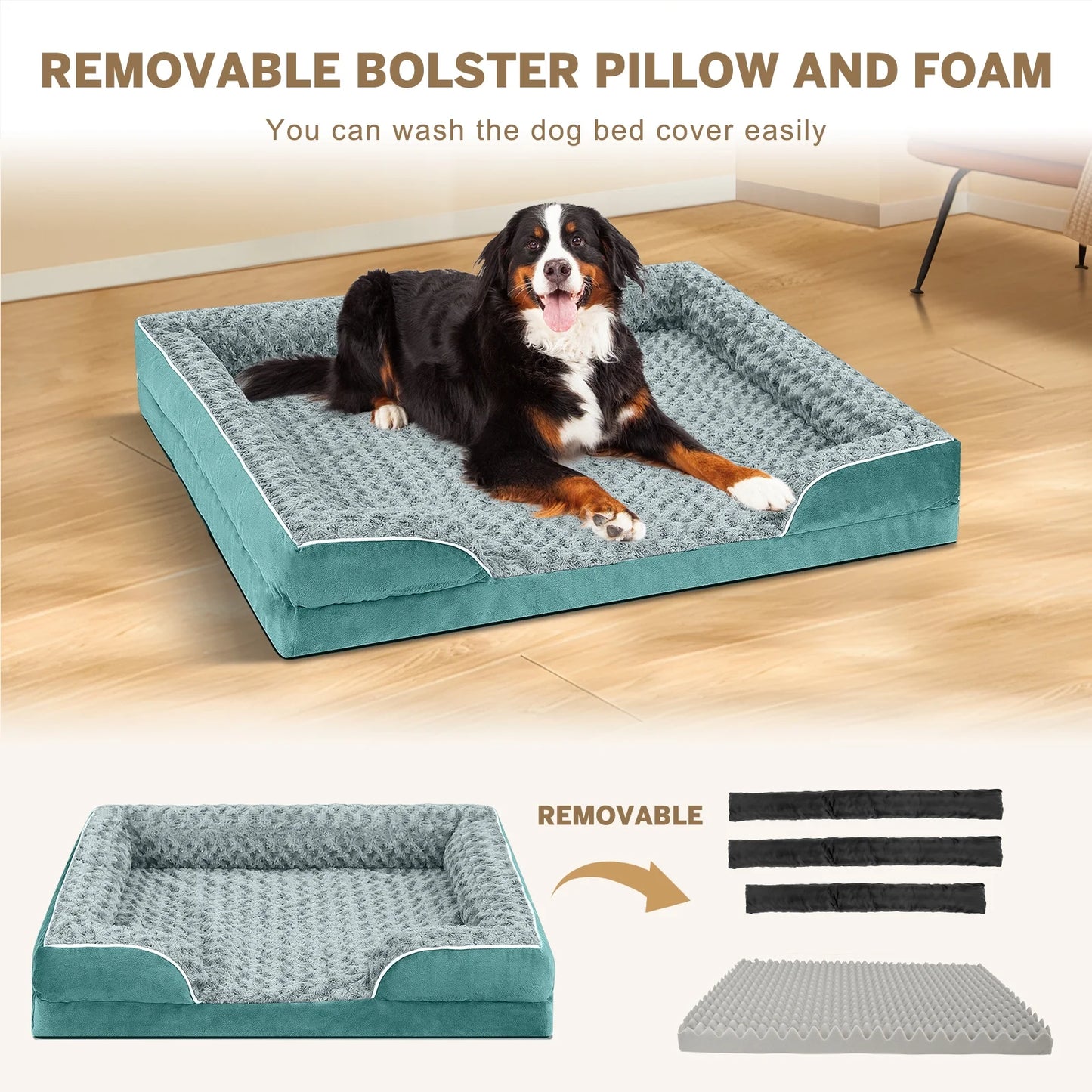 Dog Bed for Large Medium Small Dogs Orthopedic Waterproof Dog Sofa Bed Non Slip Pet Couch with Removable Washable Cover Supportive Foam M to XXL