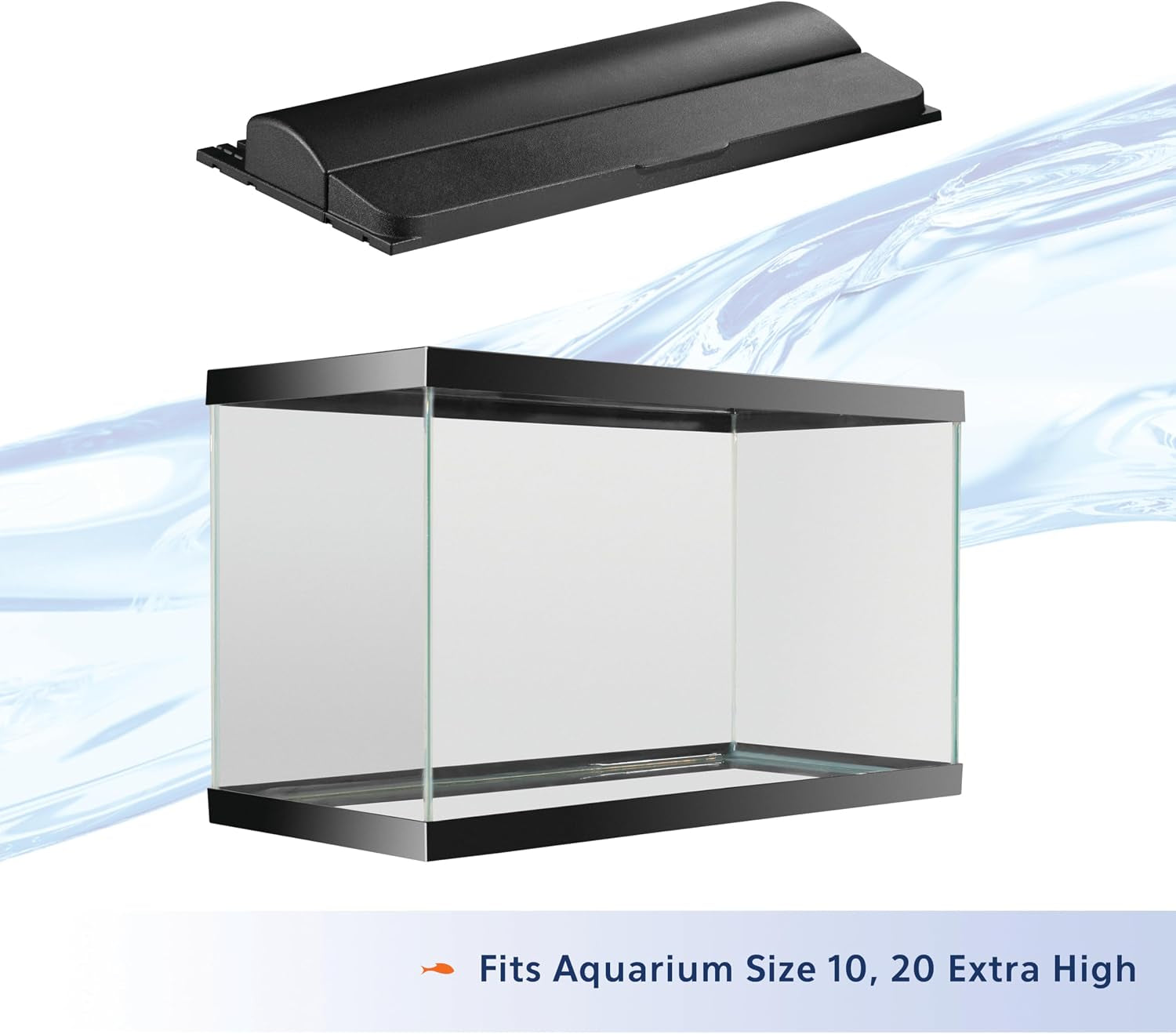 LED Deluxe Fish Tank Aquarium Full Hood with LED Light, Black, 20 Inch