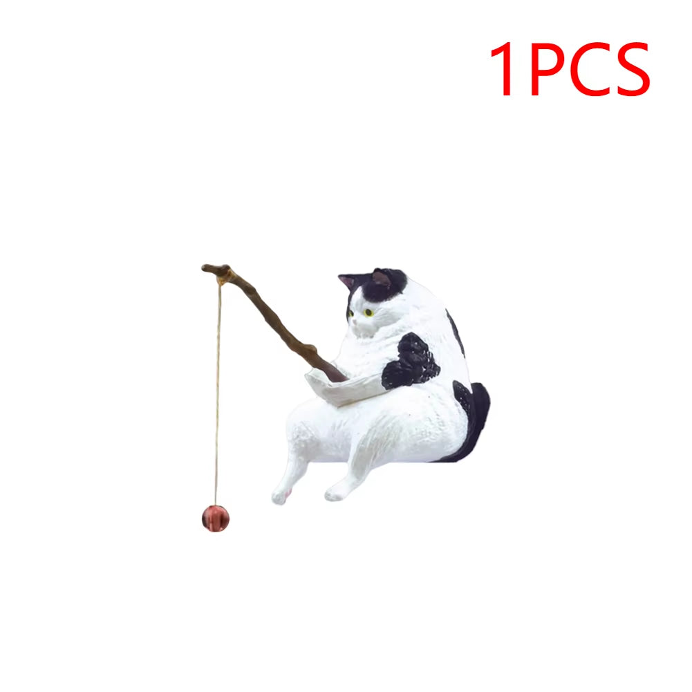 1-5PCS Fishing Cat Aquariums Decorations Fishtanks Hangable Decors Landscape Aquaticpet Fishtank Ornament Desktop Accessories