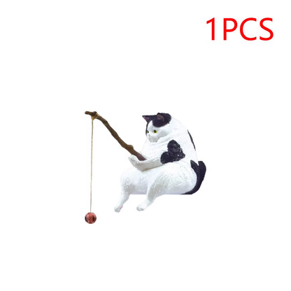 1-5PCS Fishing Cat Aquariums Decorations Fishtanks Hangable Decors Landscape Aquaticpet Fishtank Ornament Desktop Accessories