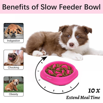 Slow Feeder Dog Bowls, Non Slip Cat Food Bowls, Bloat Stop Maze Pet Dishes, Interactive Feeder for Small Breeds 1 Cup Purple