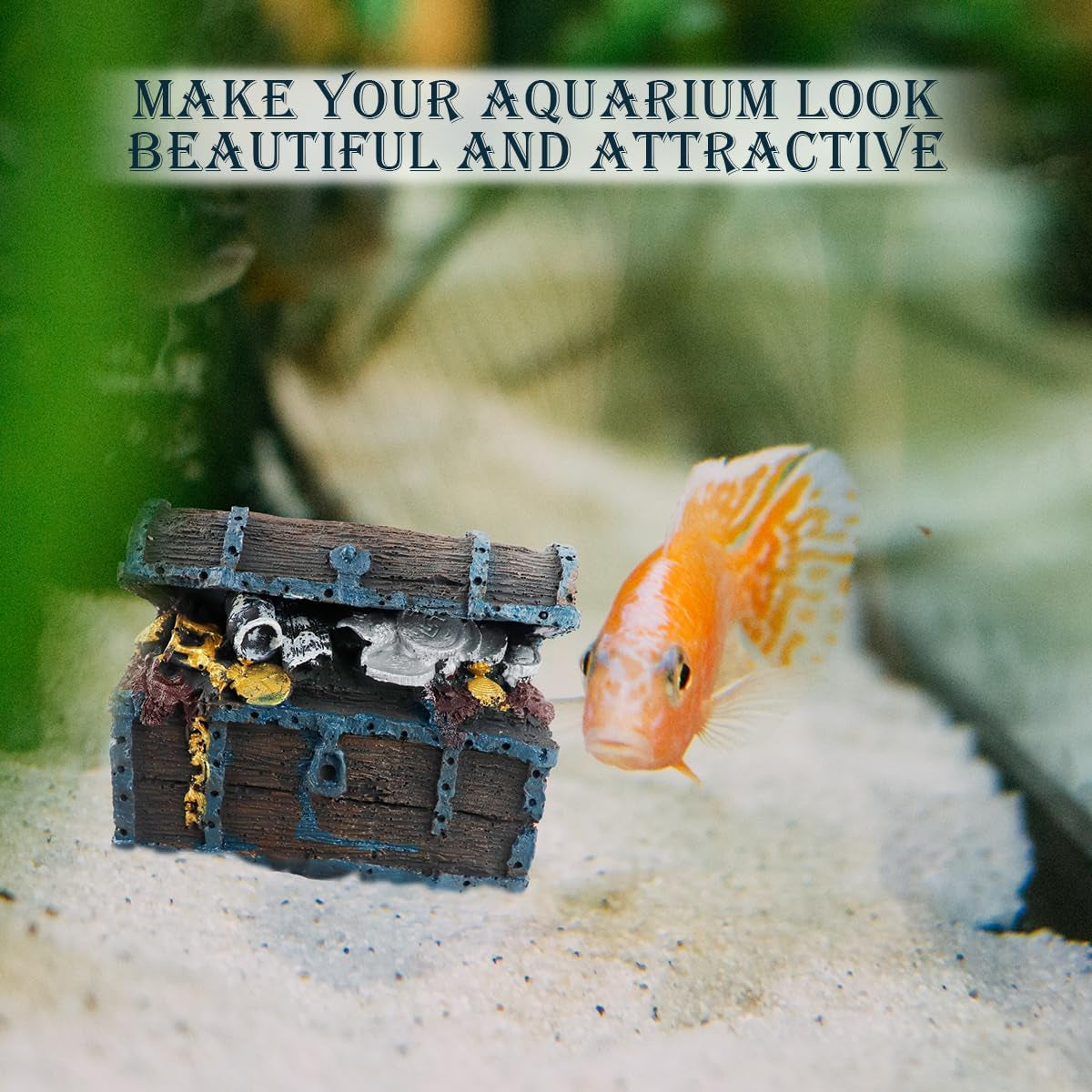 Aquarium Decorations Resin Treasure Box Ornaments Simulation Treasure Chest Aquarium Landscape Decoration for Fish Tank