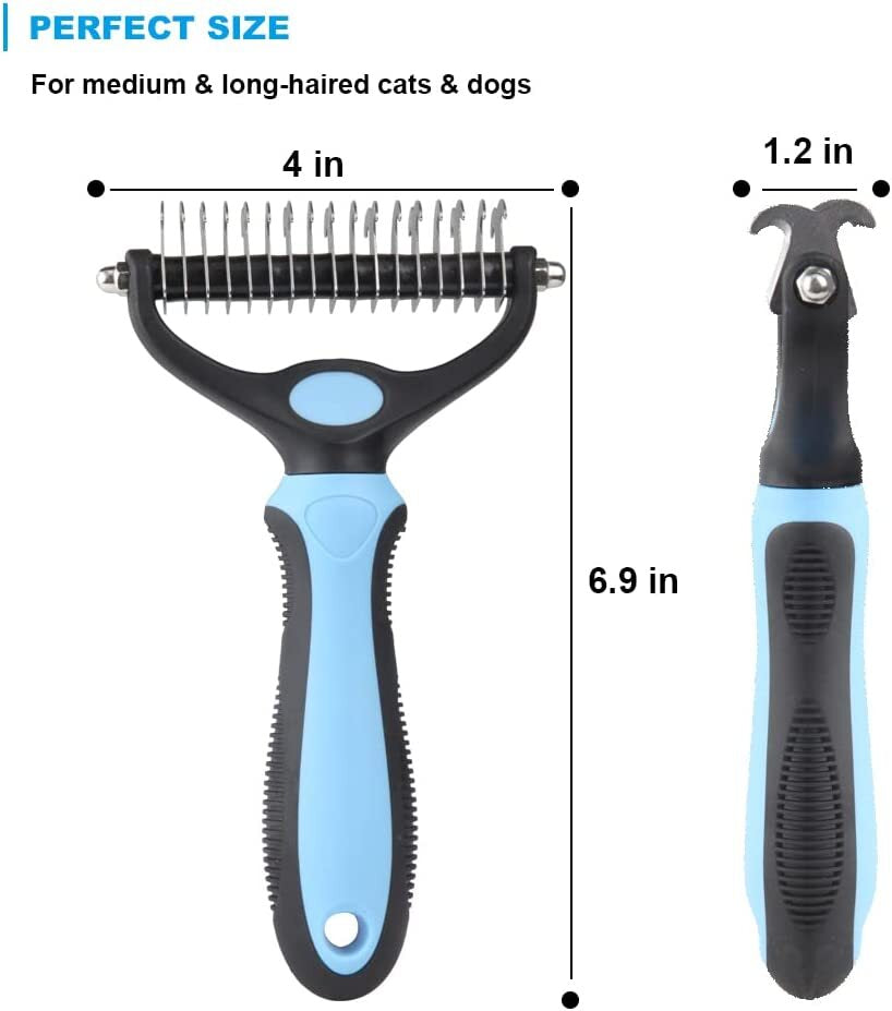 Pet Shedding Brush Grooming 2 Sided Undercoat Dog Cat Comb Tool Pets NEW