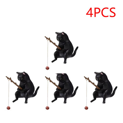 1-5PCS Fishing Cat Aquariums Decorations Fishtanks Hangable Decors Landscape Aquaticpet Fishtank Ornament Desktop Accessories