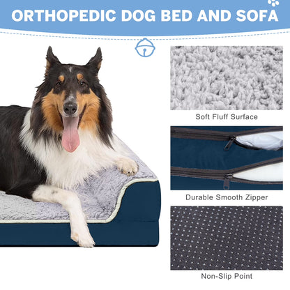 Dog Bed for Large Medium Small Dogs Orthopedic Dog Sofa Bed Non Slip Pet Couch with Removable Washable Cover Supportive Egg Crate Foam S to XL