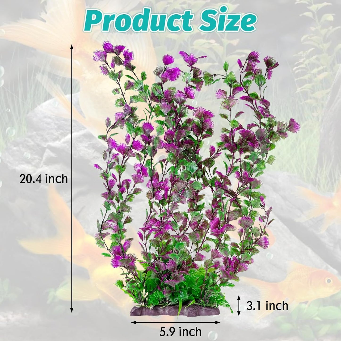 Aquarium Plastic Plants Aquarium Decor Artificial Fish Tank Plants,Tall Fish Tank Decorations, Extra Large Aquarium Plant 20.4-Inch Tall,1Pcs