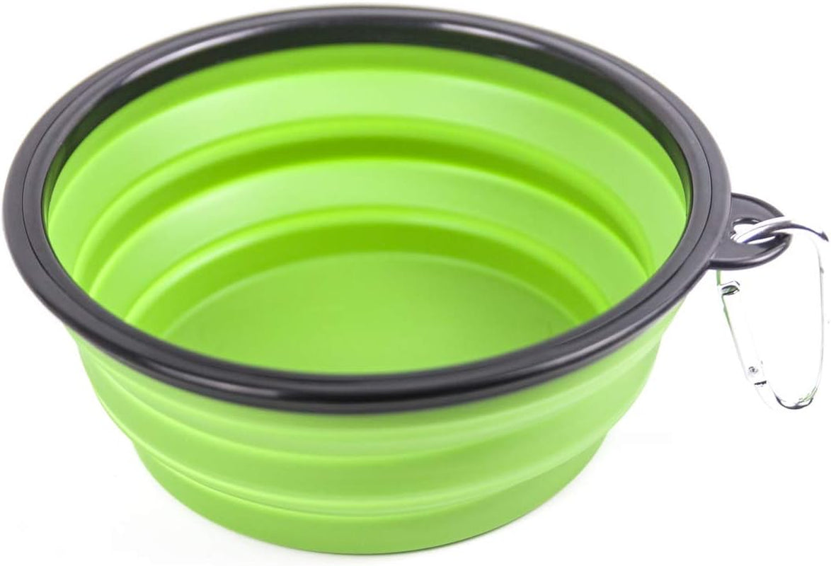 Genkicat Collapsible Dog Bowl for Cats Dogs, 2 Pack, Portable Pet Feeding Watering Dish for Walking Parking Traveling (Green Large & Blue Large)