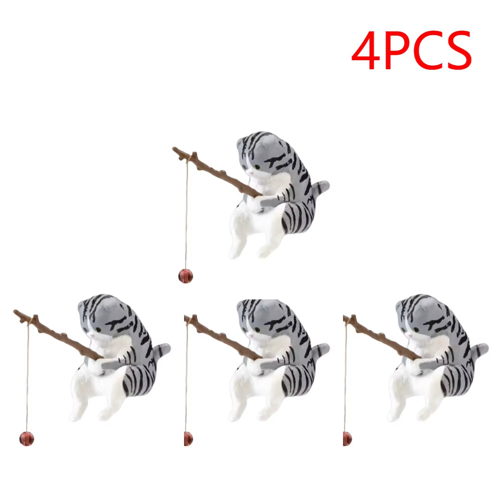 1-5PCS Fishing Cat Aquariums Decorations Fishtanks Hangable Decors Landscape Aquaticpet Fishtank Ornament Desktop Accessories