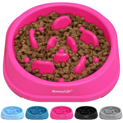 Slow Feeder Dog Bowls, Non Slip Cat Food Bowls, Bloat Stop Maze Pet Dishes, Interactive Feeder for Small Breeds 1 Cup Purple