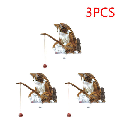1-5PCS Fishing Cat Aquariums Decorations Fishtanks Hangable Decors Landscape Aquaticpet Fishtank Ornament Desktop Accessories