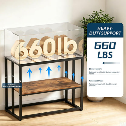 40 Gallon Fish Tank Stand for Aquarium Stand Metal Fish Tank Stand,Brown | Powder Metal Fish Tank Stand 36.6"X18.5"X30"Dual-Layer Design Terrarium Stand Ideal for Home and Office & Small Pet Shop