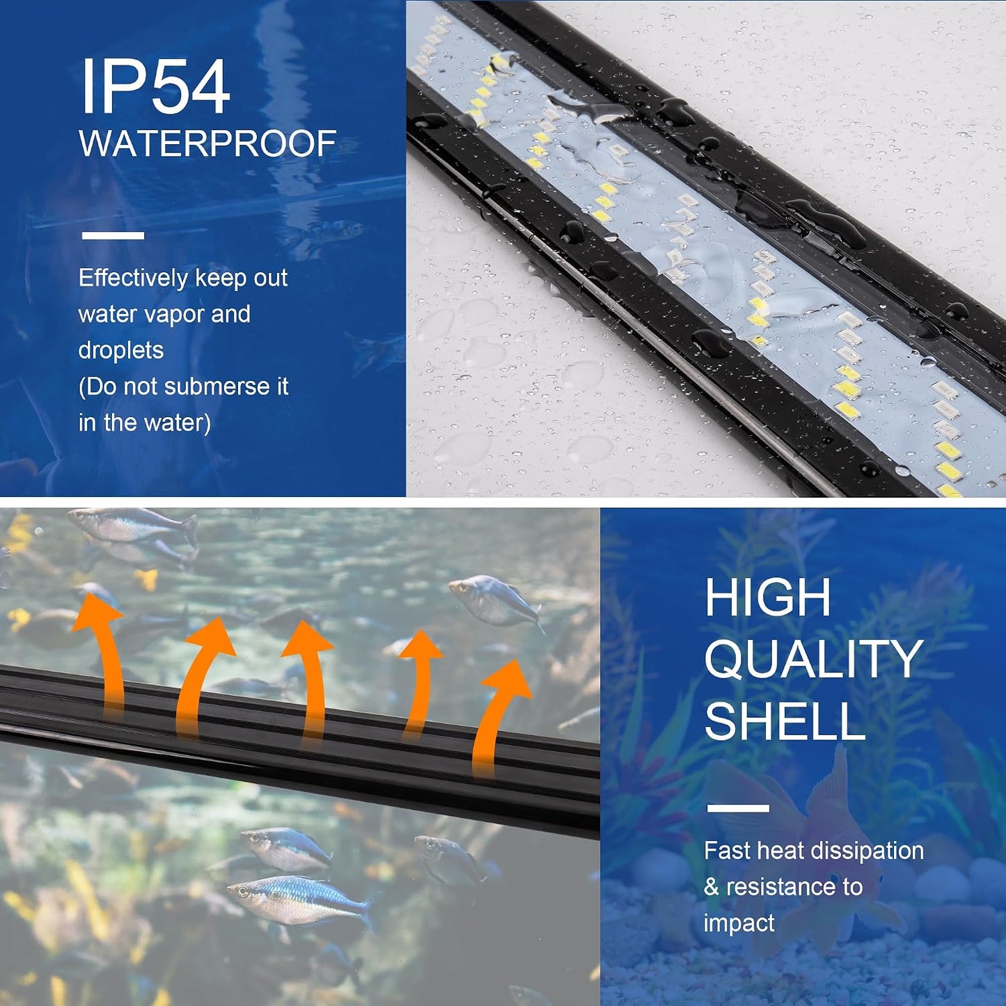 Led Aquarium Light, Full Spectrum Fish Tank Lights, 40 Gallon Freshwater Fishtank Hood Lighting for Grow Fish, Plants, Adjustable from 30 to 36 Inch
