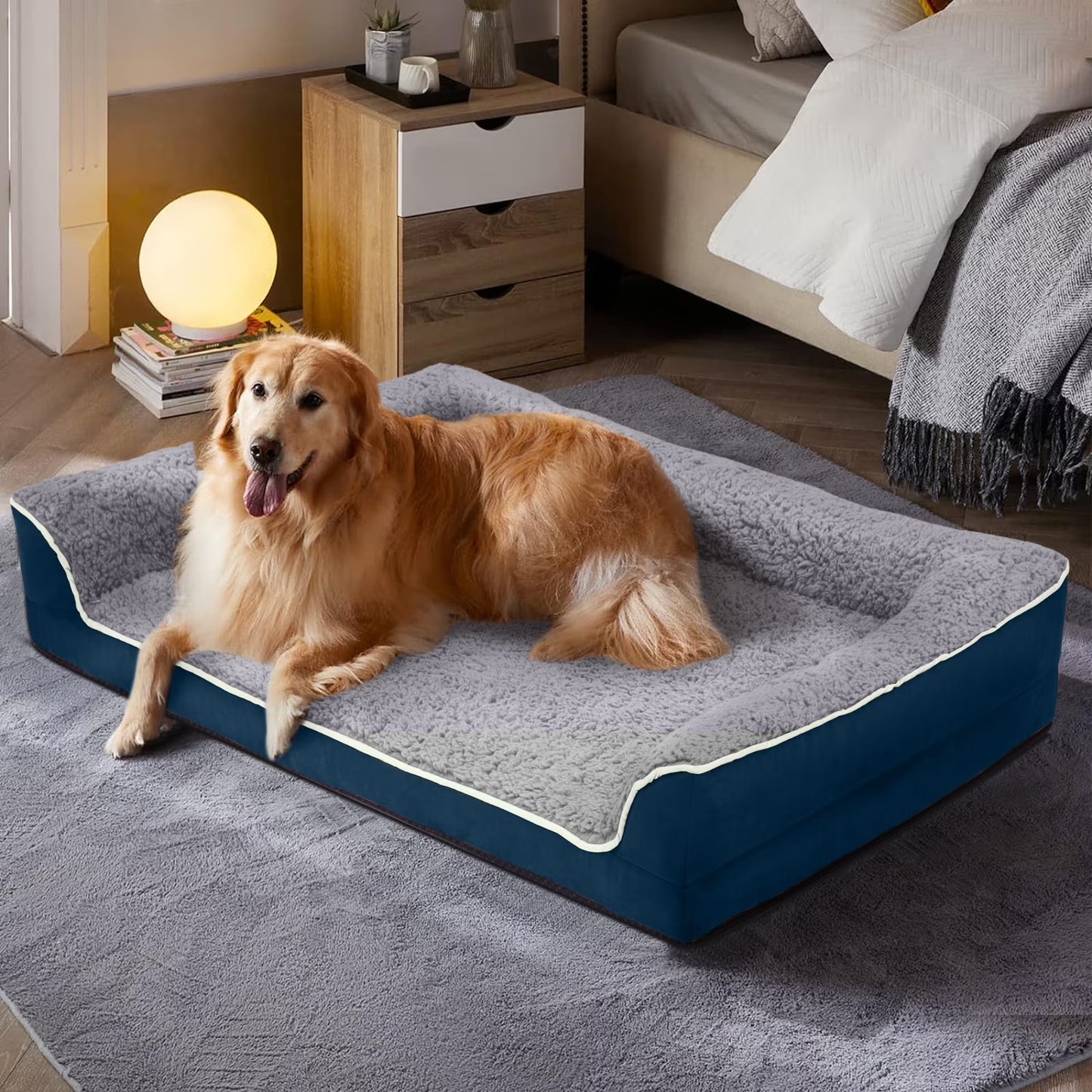 Dog Bed for Large Medium Small Dogs Orthopedic Dog Sofa Bed Non Slip Pet Couch with Removable Washable Cover Supportive Egg Crate Foam S to XL