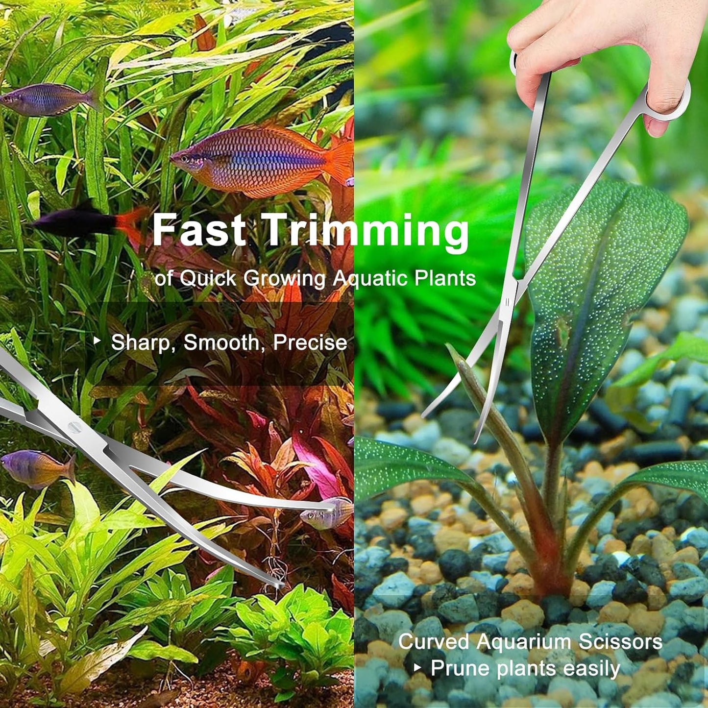 4Pcs Aquascaping Tools,  Aquascape Kit, Long and Strong Aquarium Tweezers, Scissors, Algae Scraper, Aquarium Plant Tools, Fish Tank Plant Trimming Kit