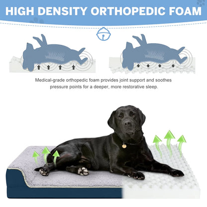 Dog Bed for Large Medium Small Dogs Orthopedic Dog Sofa Bed Non Slip Pet Couch with Removable Washable Cover Supportive Egg Crate Foam S to XL