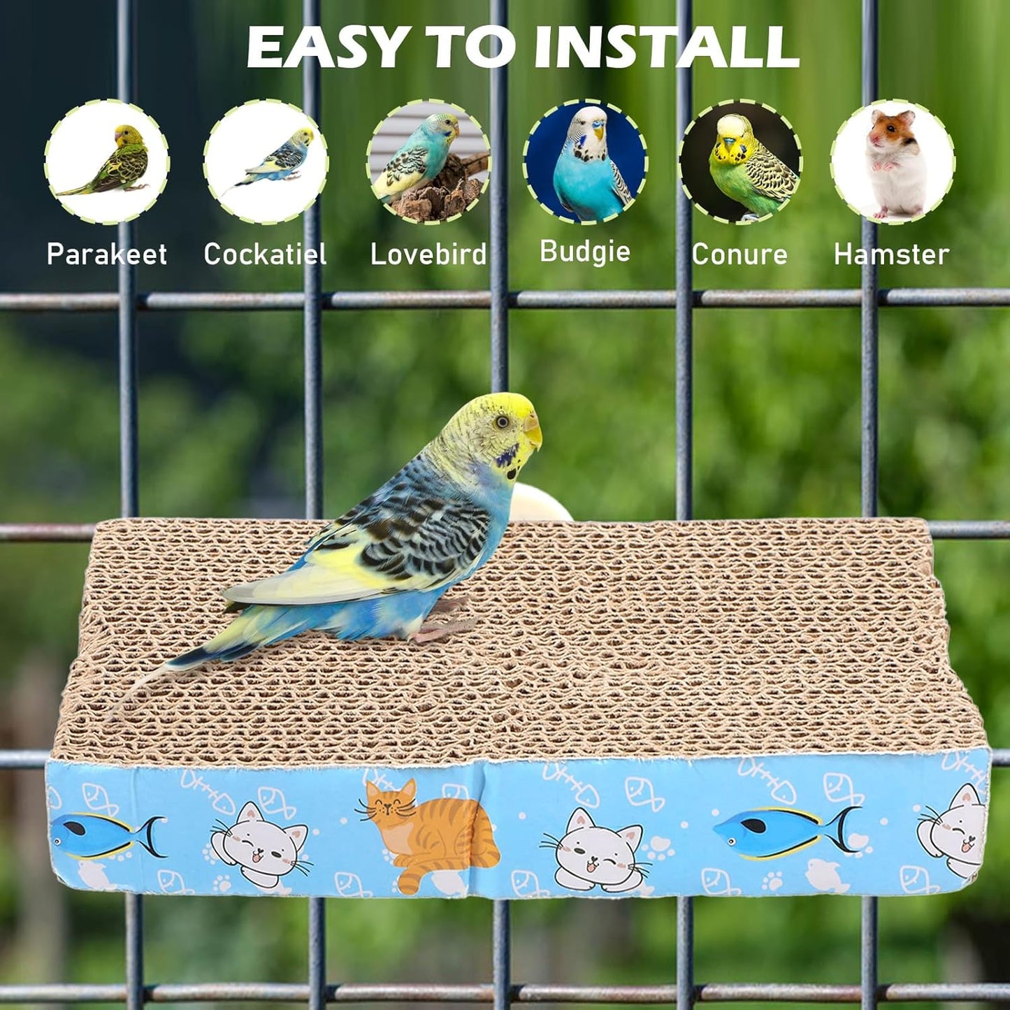 2 PCS Bird Chew Toy Parrot Cage Perch Cardboard Platform Bird Paw Grinding Stand for Cage Birds Resting Platform Stand Parrot Playground Exercise Toys Parakeetscage Accessories (Size M
