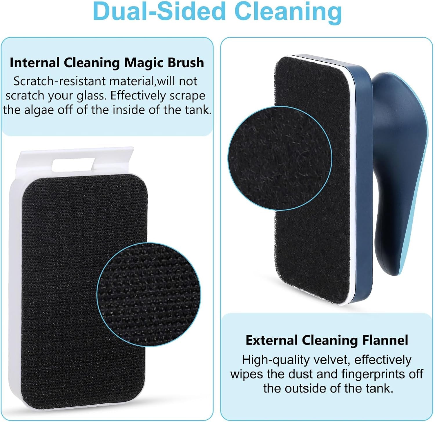 Aquarium Magnetic Glass Cleaner, Fish Tank Algae Cleaning Tool | Magnet with Algae Scraper for Glass Aquariums Tank, Floating Scrubber Brush, 2 Detachable Scrapers, Small