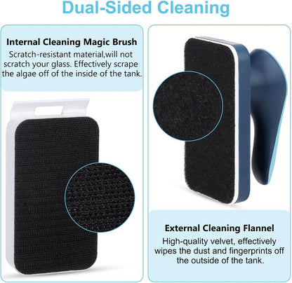 Aquarium Magnetic Glass Cleaner, Fish Tank Algae Cleaning Tool | Magnet with Algae Scraper for Glass Aquariums Tank, Floating Scrubber Brush, 2 Detachable Scrapers, Small