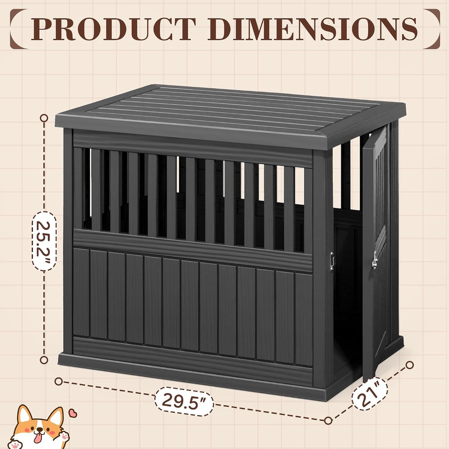 Dog Crate Furniture,Dog Kennel Indoor for Small Dogs,30"X21"X 25" | Heavy Duty Dog Crate Furniture, End Table & TV Stand, Secure Lock, Easy Assembly, Fits Small Dogs, Black