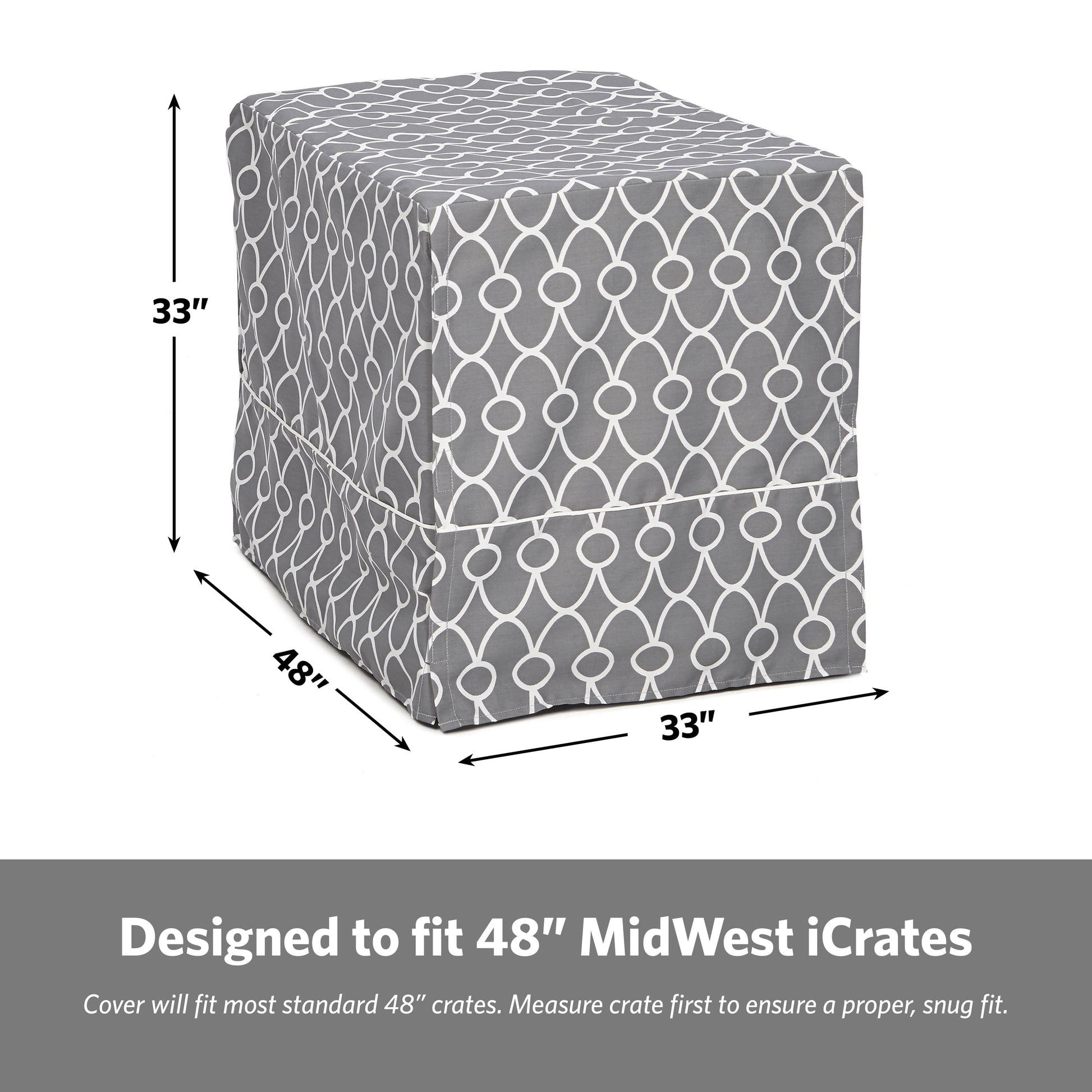 Dog Crate Cover, Gray Geometric Pattern, 48"
