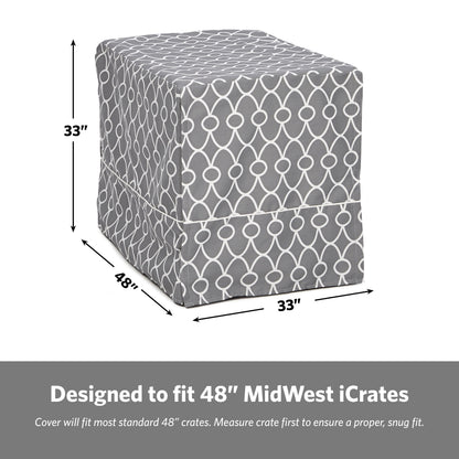 Dog Crate Cover, Gray Geometric Pattern, 48"