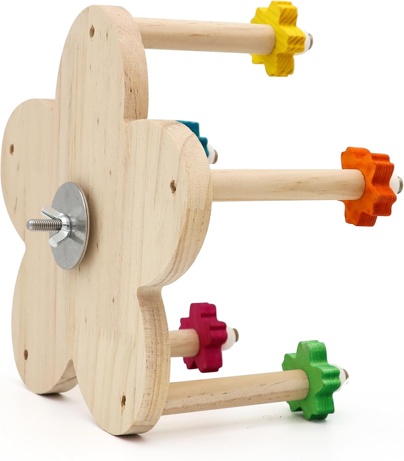 Bird Rotating Perch Toy, Wooden Ferris Wheel Parrot Toy | 5 Perches, Durable, for Parakeet, Cockatiel, Budgerigar, Conures, Lovebirds, Bird Cage Accessories