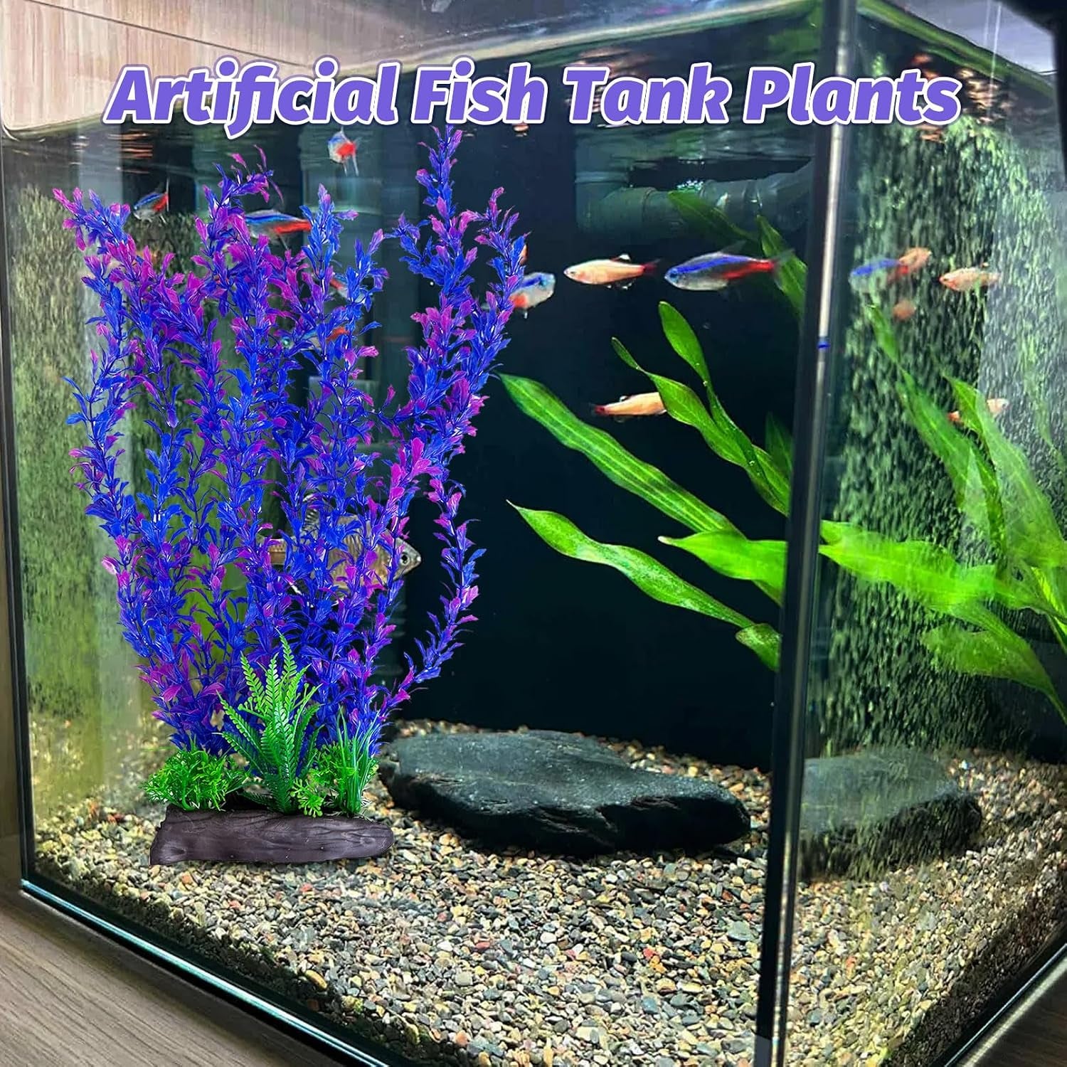 Aquarium Plastic Plants Aquarium Decor Artificial Fish Tank Plants,Tall Fish Tank Decorations, Extra Large Aquarium Plant 20.4-Inch Tall,1Pcs