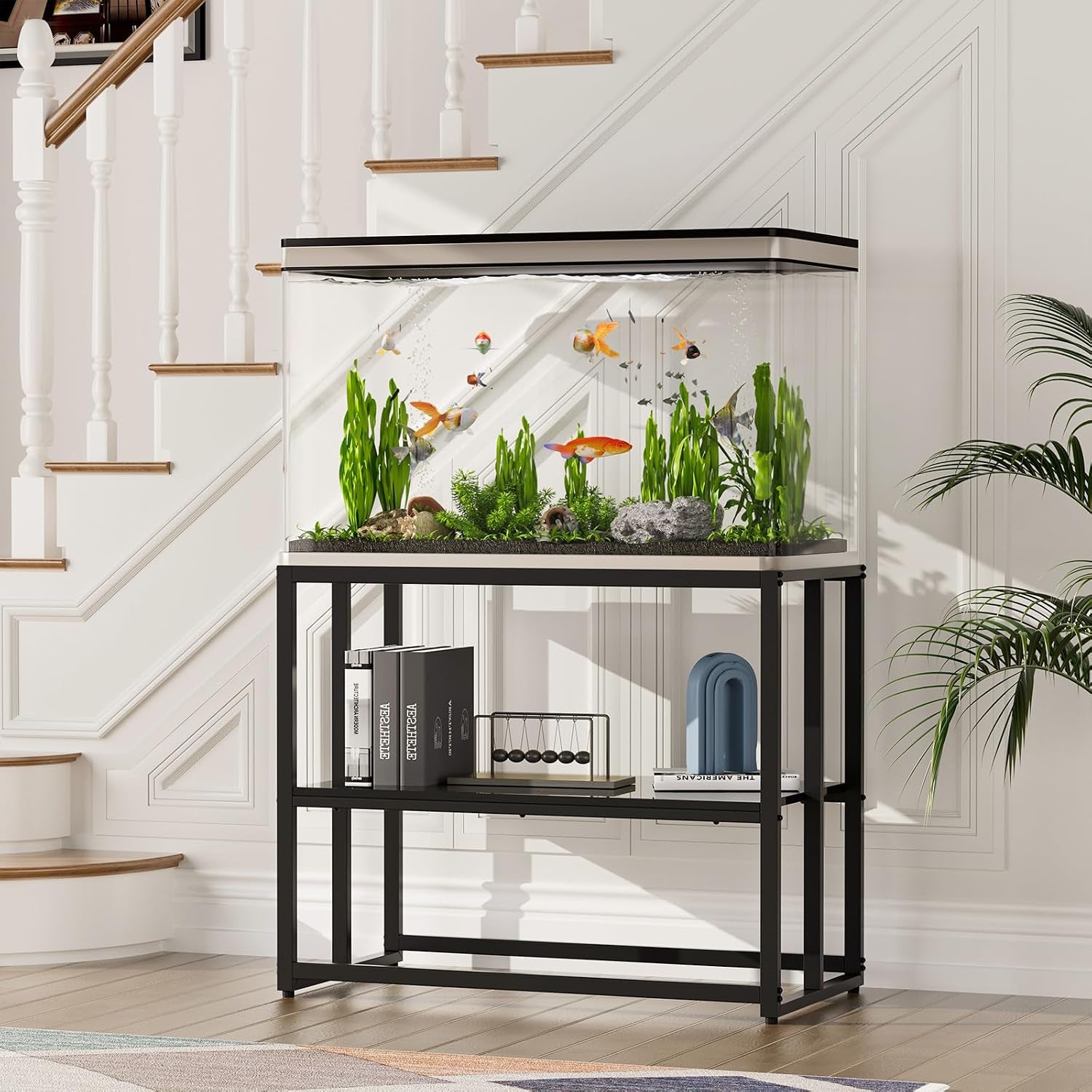 40 Gallon Metal Fish Tank Stand, Aquarium & Terrarium Stand for Home Office | Dual-Layer Structure Providing Extra Storage Space under the Tank.Overall Dimension Measures 36.6"X18.5"X30" with 660LBS