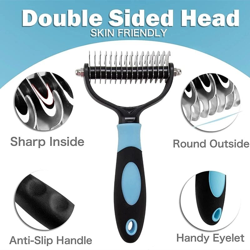 Pet Shedding Brush Grooming 2 Sided Undercoat Dog Cat Comb Tool Pets NEW