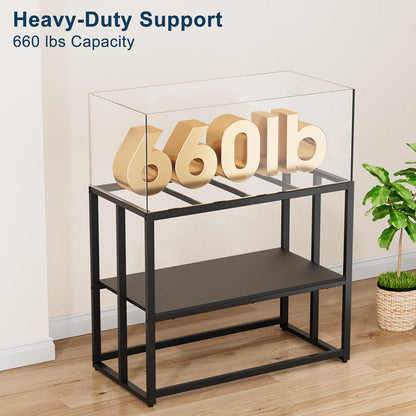 40 Gallon Metal Fish Tank Stand, Aquarium & Terrarium Stand for Home Office | Dual-Layer Structure Providing Extra Storage Space under the Tank.Overall Dimension Measures 36.6"X18.5"X30" with 660LBS