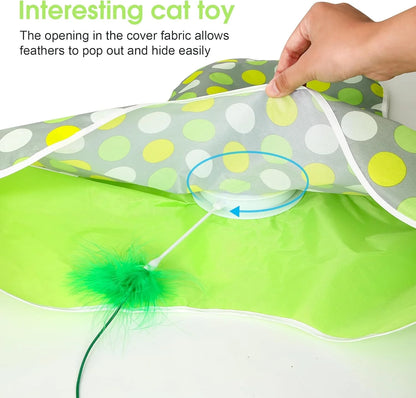 Interactive Cat Toy, Self-Employment, Electric Cat Toy, Intelligence Toy for Cats with Removable Feathers, Automatic Mouse Catching Game, Green