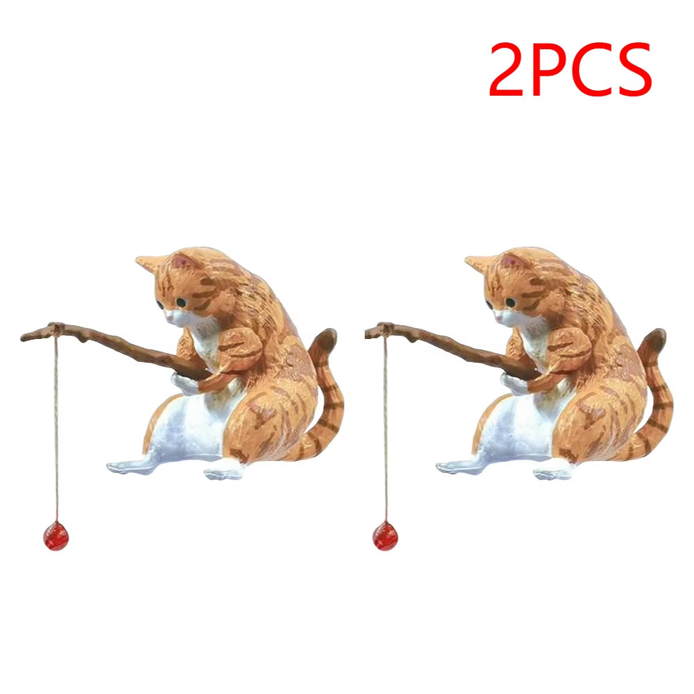 1-5PCS Fishing Cat Aquariums Decorations Fishtanks Hangable Decors Landscape Aquaticpet Fishtank Ornament Desktop Accessories