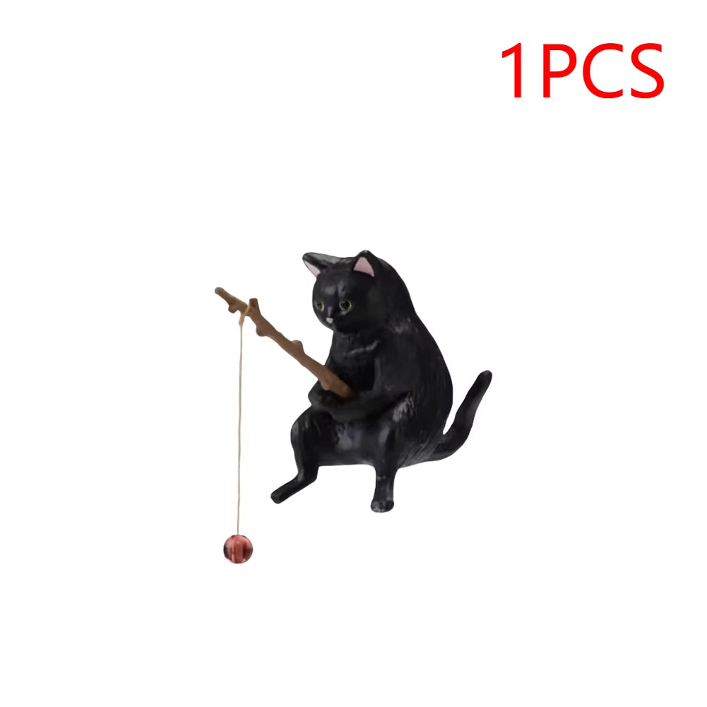 1-5PCS Fishing Cat Aquariums Decorations Fishtanks Hangable Decors Landscape Aquaticpet Fishtank Ornament Desktop Accessories