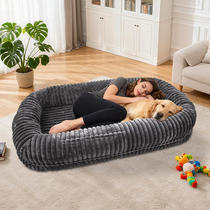 Human Dog Bed for Adult,Large Dog Bed 70"X38"X10" | Orthopedic Washable XL Dog Bed with Memory Foam (Darkgrey)