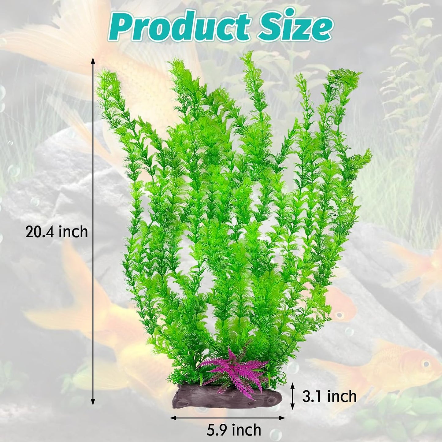 Aquarium Plastic Plants Aquarium Decor Artificial Fish Tank Plants,Tall Fish Tank Decorations, Extra Large Aquarium Plant 20.4-Inch Tall,1Pcs