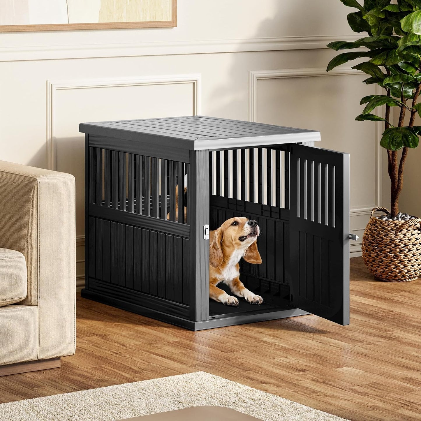 Dog Crate Furniture,Dog Kennel Indoor for Small Dogs,30"X21"X 25" | Heavy Duty Dog Crate Furniture, End Table & TV Stand, Secure Lock, Easy Assembly, Fits Small Dogs, Black