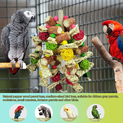 Parrot Toys, Natural Corncob Bird Chew Toys for Small and Medium Macaws, African Grey Parrots, Amazon Parrots Bird Cage