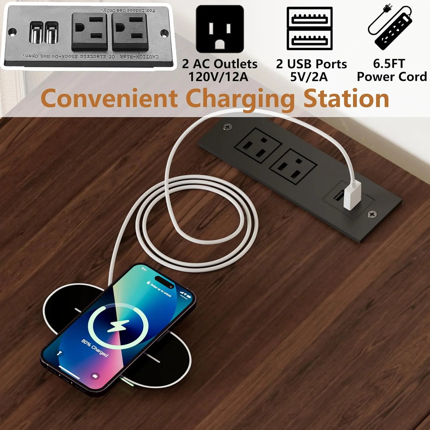 L-Shaped Corner Dog Crate Furniture Large Breed, 3 in 1 Corner Dog Crate Furniture, Wooden Dog Crate Kennel with 2Drawers,Divider,Power Outlet for Small,Medium,Large Dogs