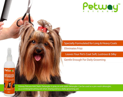 Petcare Dog Anti-Static Detangler Spray –Dematting Spray for Dogs, Cats and Horses, Pet Detangling Anti-Static Spray, Free of Phosphates, Parabens & Enzymes – Tangle Remover - 8.45 Oz