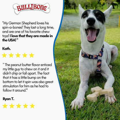Spin-A-Bone Dog Chew Toy for Dental Health with Bacon Flavor