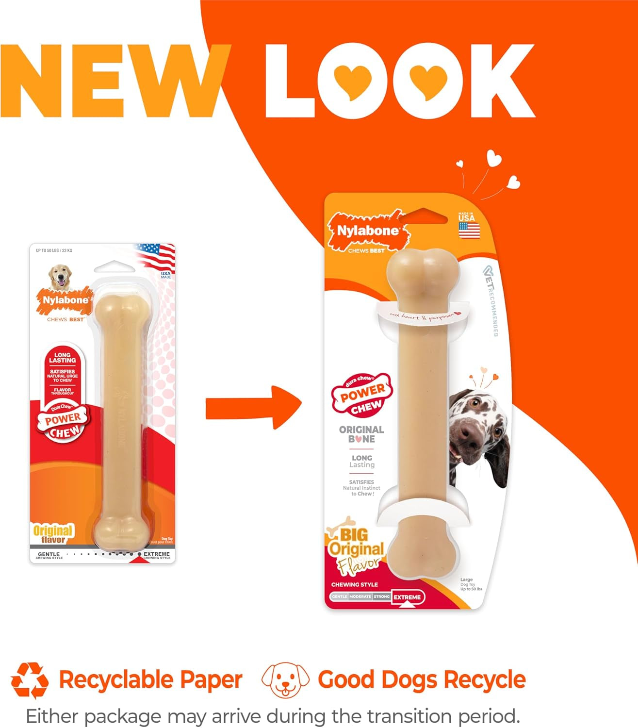 Power Chew Original Bone Dog Chew Toy, Original Flavor, Large | Durable Chew Toys, Long Lasting, Flavor Throughout, Discourages Destructive Chewing, Keeps Dogs Busy, for Dogs up to 50 Lbs