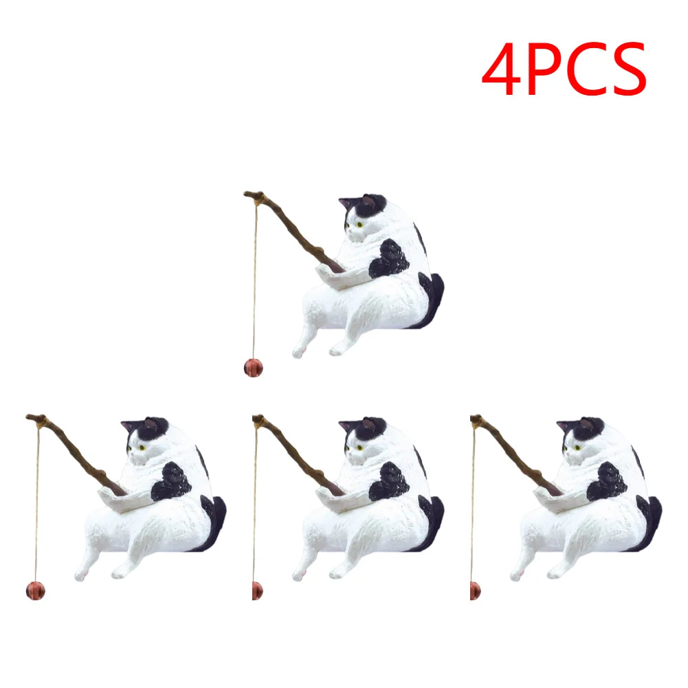 1-5PCS Fishing Cat Aquariums Decorations Fishtanks Hangable Decors Landscape Aquaticpet Fishtank Ornament Desktop Accessories