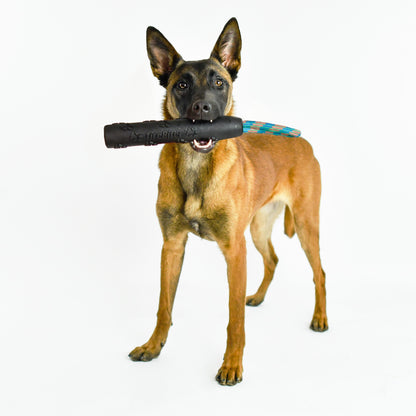 Tirebiter Advanced Retriever Rubber Dog Toy W/Cottonblend Assorted Color Loop Rope Handle, 11"