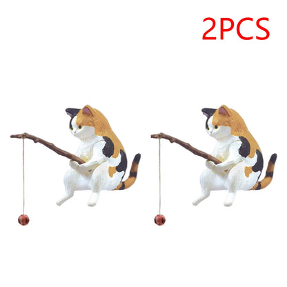 1-5PCS Fishing Cat Aquariums Decorations Fishtanks Hangable Decors Landscape Aquaticpet Fishtank Ornament Desktop Accessories