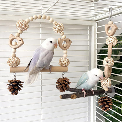 Bird Swing Bird Toys Parrot Toys Parakeet Toys Bird Cage Accessories for Budgerigar, Parakeet, Conure, Cockatiel, Mynah, Love Birds, Finches (A)