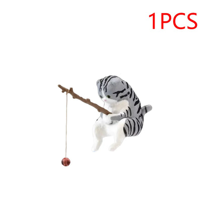 1-5PCS Fishing Cat Aquariums Decorations Fishtanks Hangable Decors Landscape Aquaticpet Fishtank Ornament Desktop Accessories