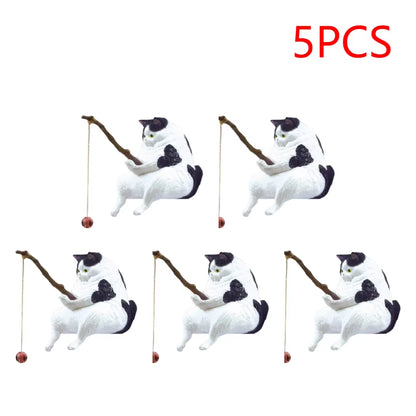 1-5PCS Fishing Cat Aquariums Decorations Fishtanks Hangable Decors Landscape Aquaticpet Fishtank Ornament Desktop Accessories