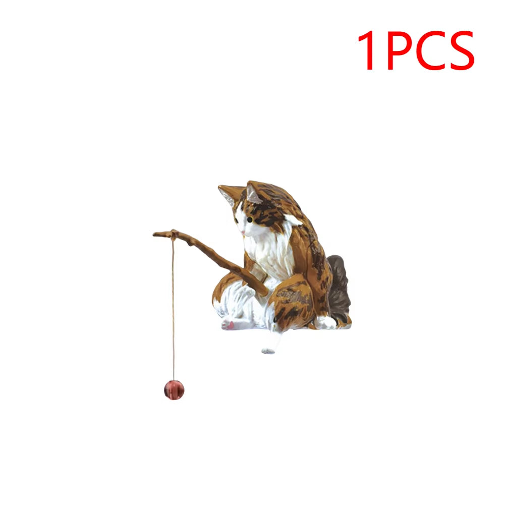 1-5PCS Fishing Cat Aquariums Decorations Fishtanks Hangable Decors Landscape Aquaticpet Fishtank Ornament Desktop Accessories